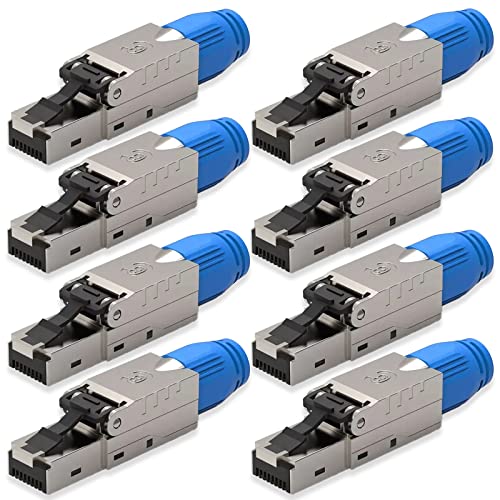 NEXMEX Netzwerkstecker 8x Cat 8 werkzeuglos Geschirmt 40Gbit/s RJ45 LAN UTP 2000MHz Kabel Stecker CAT8 ohne Werkzeug Crimpstecker CAT8.1 werkzeugfrei für Verlegekabel DSL Patchkabel Netzwerkkabel von NEXMEX