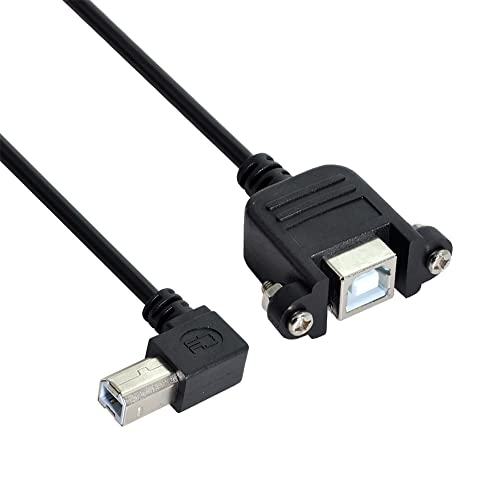 NFHK 90 Grad links abgewinkelt USB B Typ Stecker auf Buchse Verlängerungskabel mit Schrauben für Panelmontage, 50 cm von NFHK