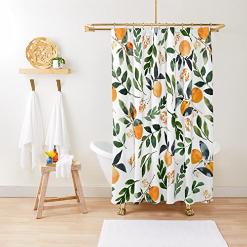 Orange Grove Duschvorhang Natur Orangen Baum Bäume Wald Obst Blätter Haine Muster Print Helle Farbe Badezimmer Dekoration,200x180cm von NHSY