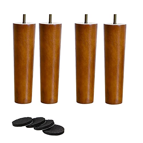 4er Set natürliche Holz Möbelbeine,Nussbaum Farbe M8 Bolzen Massivholz Sofa Beine Ersatz Möbelfüße,für Schrank Stuhl Couch Kommode Bett Beine Tischfüße Möbel Hardware Zubehör (18cm) von NIANXINN