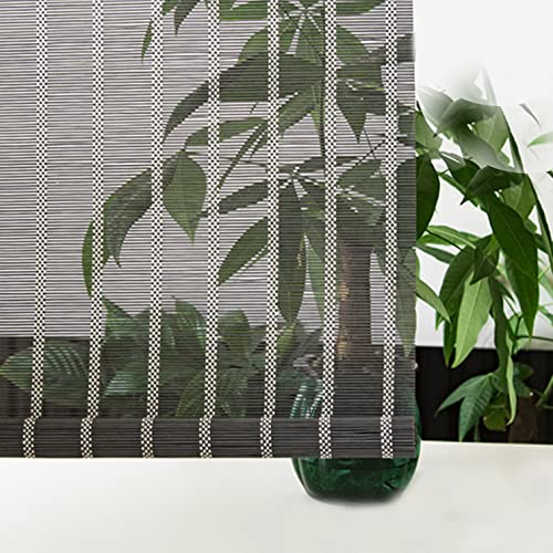 Graue Bambus Rollo Jalousine Schatten Bambusrollo Raffrollo,Natur Holzrollos,Lichtfilternde Fenster-Rollo,Sonnenschutz Sichtschutz Vorhang,Seitenzugrollo Für Fenster und Türen (W100xH220cm/39x87in) von NIANXINN