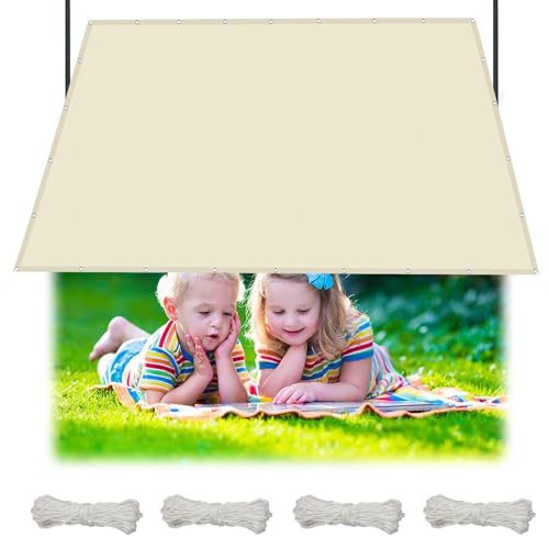 Sonnensegel Sonnenschutz Windschutz 3.2 x 8 m Sonnensegel Quadratisch, Sichtschutz Windschutz Tarp Premium PES Polyester wasserabweisend imprägniert für Garten Terrasse Camping, Creme Farben von NINGBAI