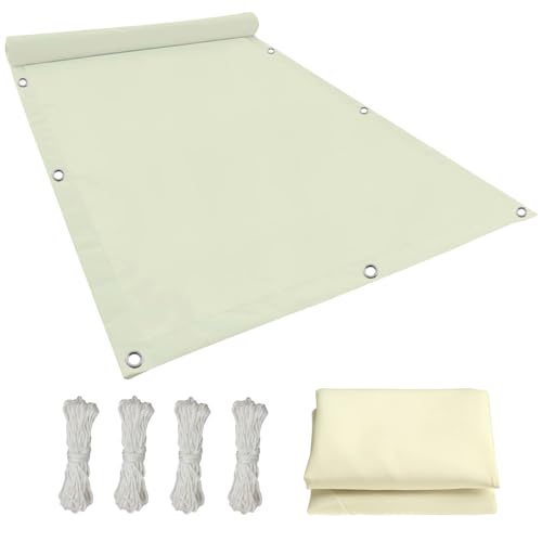 Sonnensegel Wasserdicht Rechteckig 3.4 x 7 m Sonnensegel Quadratisch, Sichtschutz Windschutz Tarp 98% UV-Schutz, mit Ösen und Befestigungsseile für Garten Terrasse Camping, Creme Farben von NINGBAI