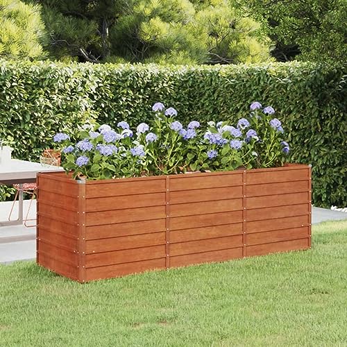 NITCA Hochbeete Für Garten Rostig Hochbeet Cortenstahl 240 x 80 x 77 cm Kräuterhochbeet Blumenkästen Balkon Gartenbeet Gemüsebeet Pflanzenbeet Pflanzkübel Groß Außen Pflanzgefäß von NITCA