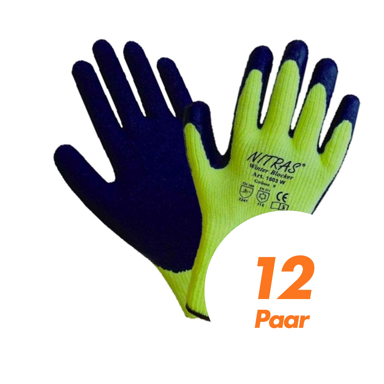 NITRAS 1603W Winter Blocker Winterhandschuhe Arbeitshandschuhe Latex VPE 12 Paar Größe:11 von NITRAS