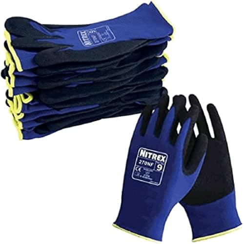 NITREX Unigloves 270NF Wiederverwendbare Handschuhe für allgemeine Handhabung, mit sandiger Handflächenbeschichtung und Nylonfutter, Blau/Schwarz von NITREX