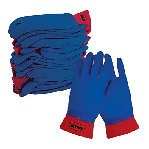 NITREX Unigloves 275BG Wiederverwendbare Handschuhe mit Volllatexbeschichtung, behandelt mit gesättigter und geruchsneutraler Kontrolle, Blau von NITREX