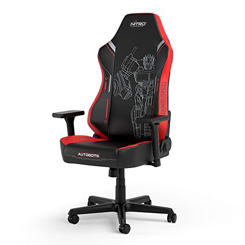 NITRO CONCEPTS X1000 Gaming Stuhl - Transformers Autobots Edition- Ergonomischer Bürostuhl mit verstellbaren Armlehnen und Lendenwirbelstütze - Hochwertiges PU-Leder - Gaming Sessel - Rot/Schwarz von NITRO CONCEPTS