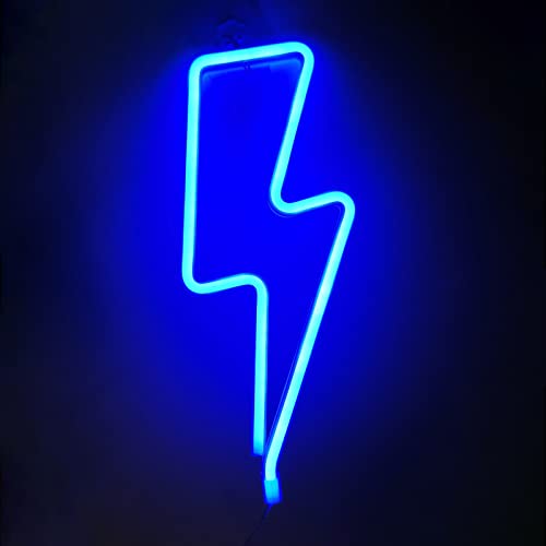 NIWWIN Blitz Neon, Neon Signal Licht, Esports Raum Atmosphäre Licht, USB/3 AA Batterie Netzteil, für Kinderzimmer, Bars, Partys，Weihnachten, Hochzeiten, etc (Blue) von NIWWIN