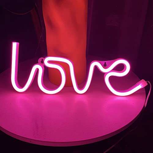 NIWWIN Neonlicht love, Rosa LED-Neonschilder,dekorative Wandleuchten, Schlafzimmer Stimmungsleuchten, Hochzeitszimmer Dekoration Vorschlagsszene, Valentinstagsgeschenke. Akku oder USB (Love) von NIWWIN
