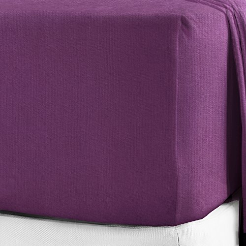 Spannbettlaken aus 100 % gebürstetem Baumwollflanell, 25 cm Doppelbett violett von NIYS Luxury Bedding