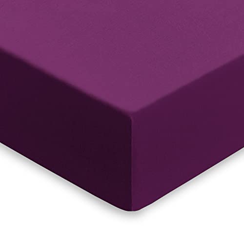 Spannbetttuch, sehr tief, feinste Qualität, 40 cm Tiefe, 16 Farben., 50 % Baumwolle, 50 % Polyester, violett, Einzelbett von NIYS Luxury Bedding