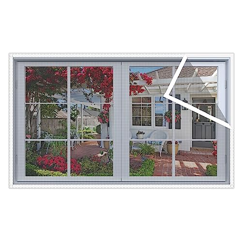 Pollenschutzgitter 120x60cm Fenster Fliegennetz für Fliegengitter Fenster Mückengitter Mückenschutz Ohne Bohren, Weiß Rahmen Graue Netz von NKADNB