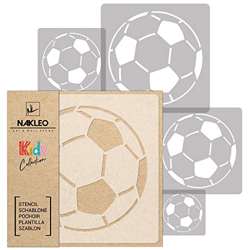 NAKLEO 5 Stück wiederverwendbare Kunststoffschablonen - Fußball Spiel Spielfeld - 34x34cm bis 9x9cm - Muster Kinder Kinderzimmer Malvorlage Raumdekoration - Basteln DIY Wand Möbel von Nakleo