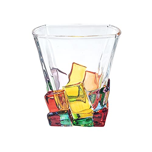 NLDGR Buntes Whiskyglas, Altmodische Trinkgläser, Bargläser, Perfekte Whisky-Geschenke, Kristall-Whiskygläser für Rum-Bourbon-Cocktail(C,2ST) von NLDGR