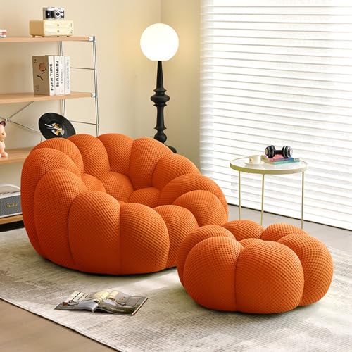 NNBDEY Lazy Sofa Sitzsack-Sofa, gepolsterte Couch mit Fußschemel, mit Memory-Schwamm gefüllte Sitzsack-Couch für Wohnzimmer, Schlafzimmer, Wohnung (Farbe: Orange) (Orange Einheitsgröße) von NNBDEY