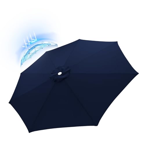 NNSMUN Sonnenschirm Ersatz Baldachin Abdeckung Outdoor Markt Tisch Schirm Schirm Baldachin Anti-Ultraviolett Regenschirm Ersatz, mit Schirmbelüftung, 6 Arme / 8 Arme (2.7m/8arms,TP2) von NNSMUN