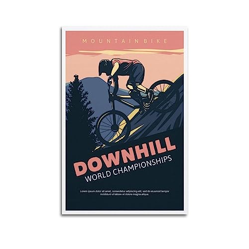 NOHF Extremsport-Poster Downhill Mountainbike, Wandkunstdruck, Retro-Ästhetik, Raumdekoration, Gemälde, Leinwand, 30 x 45 cm, ungerahmt von NOHF