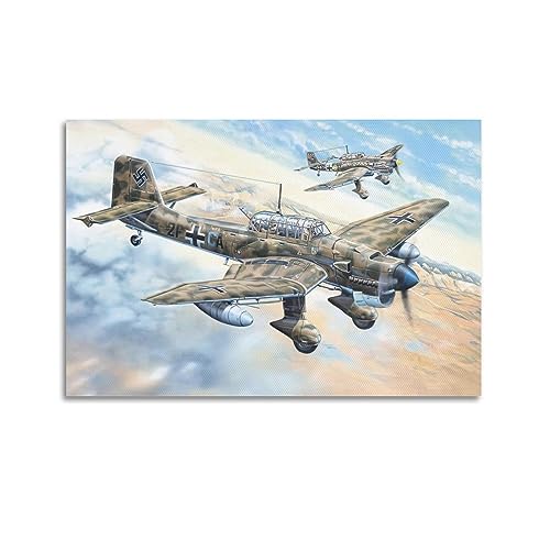 NOHF Fighter Poster Ju-87R Stuka-Poster, Wandkunstdruck, Retro-Ästhetik, Raumdekoration, Bürodekoration, 30 x 45 cm, ungerahmt von NOHF