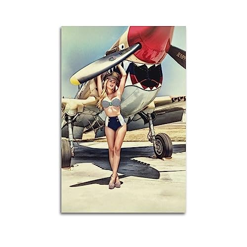 NOHF Pinup Girl Vintage-Poster WW Ⅱ Poster Wandkunstdruck, Retro-Ästhetik, Raumdekoration, Bürodekoration, 30 x 45 cm, ungerahmt von NOHF