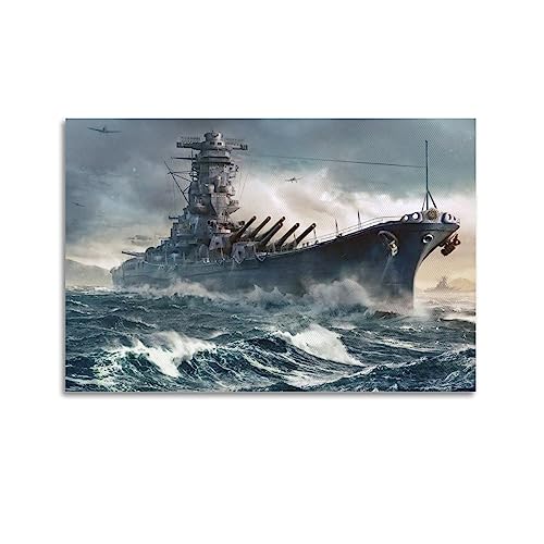 NOHF Schlachtschiff-Poster für Schlachtschiff Yamato Poster, Wandkunstdruck, Retro, ästhetische Raumdekoration, Malerei, Leinwand, Poster für Zuhause und Büro, Dekorationen, 20 x 30 cm, ohne Rahmen von NOHF