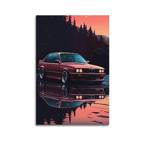 NOHF Sportwagen-Poster für klassischen BMW M3 E30, Wandkunstdruck, Retro-Ästhetik, Raumdekoration, Bürodekoration, 20 x 30 cm, ungerahmt von NOHF
