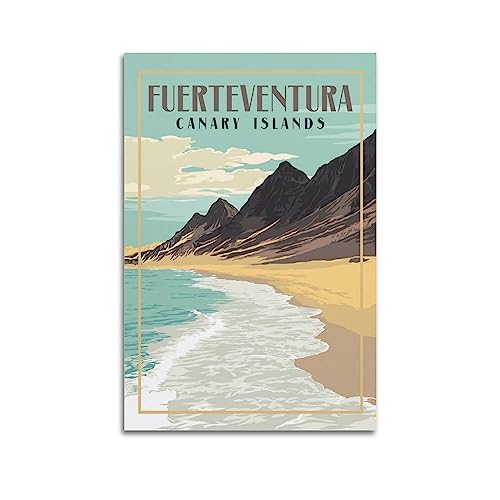 NOHF Vintage-Reiseposter Fuerteventura Kanarische Inseln, Wandkunstdruck, Retro-Ästhetik, Raumdekoration, Gemälde, Leinwand, Poster für Zuhause und Büro, 20 x 30 cm, ungerahmt von NOHF