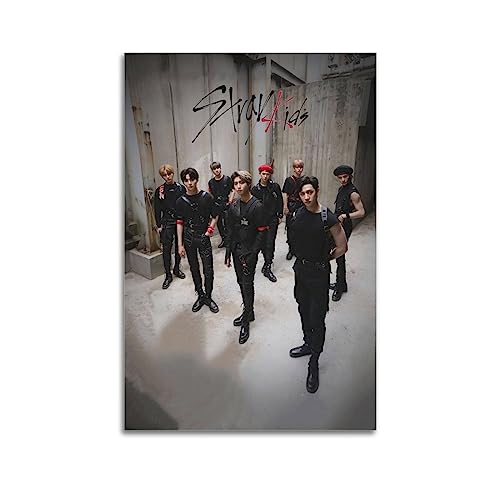 SKZ Poster Stray Kids Poster Koreanische Pop-Gruppe Poster Wandkunst Druck Retro Ästhetische Raumdekoration Malerei Leinwand Poster für Zuhause und Büro Dekorationen 40 x 60 cm ungerahmt von NOHF