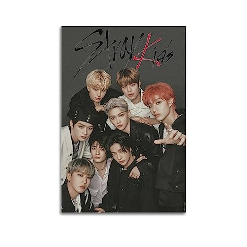 Stray Kids Kopo-Poster, koreanische Boyband, Kpop-Poster, Wandkunstdruck, Retro-ästhetische Raumdekoration, Malerei, Leinwand, Poster für Zuhause und Büro, 30 x 45 cm, ungerahmt von NOHF