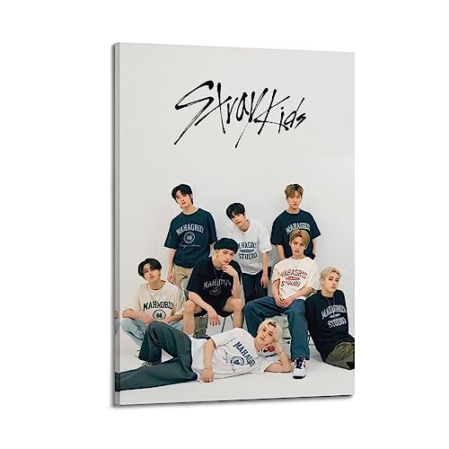 Stray Kids Kpop Poster SKZ Poster Korean Male Group Poster Wandkunstdruck Retro Ästhetische Raumdekoration Malerei Leinwand Poster für Zuhause und Büro Dekorationen 20 x 30 cm Rahmenstil von NOHF