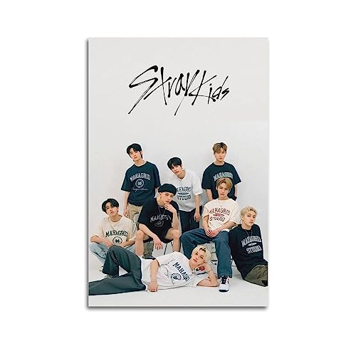 Stray Kids Kpop Poster SKZ Poster Korean Male Group Poster Wandkunstdruck Retro Ästhetische Raumdekoration Malerei Leinwand Poster für Zuhause und Büro Dekorationen 40 x 60 cm ungerahmt von NOHF