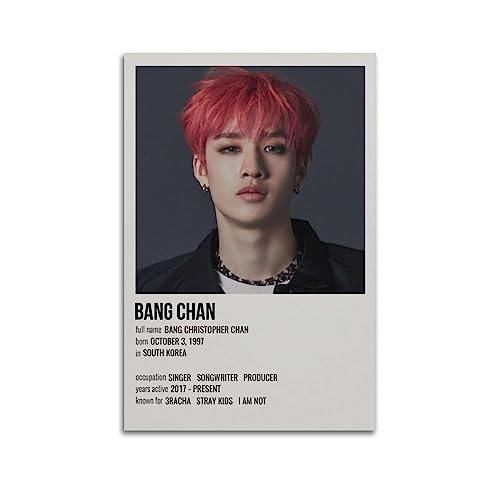 Stray Kids Members Bang Chan Poster Bang Chan Präsentation Poster Koreanisches Pop Boy Band Poster Wandkunst Druck Retro Ästhetische Raumdekoration Malerei Leinwand Poster für Zuhause und Büro von NOHF