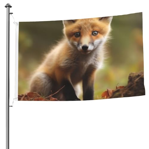 1,5 x 2,4 m Flagge für den Außenbereich, lustiges doppelseitiges Banner, süßer Fuchs, Willkommensbanner für Zuhause, Garten, Hof, Rasen, Flaggen Dekoration von NONHAI