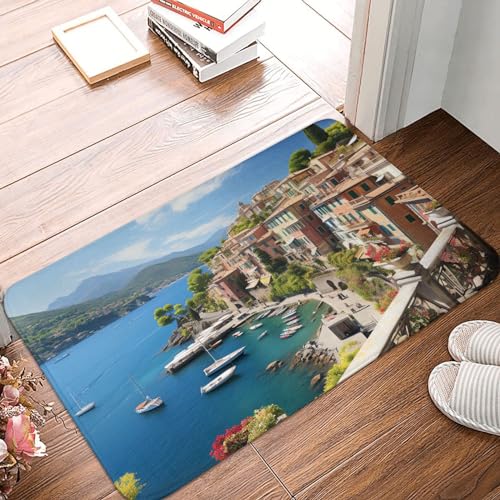 NONHAI Fußmatte für den Innen- und Außenbereich, rutschfeste Bodenmatte, mediterrane Aussicht, für Eingangsbereich, Veranda, Waschküche, Badezimmer, Schlafzimmer, Teppich, 40,6 x 61 cm von NONHAI