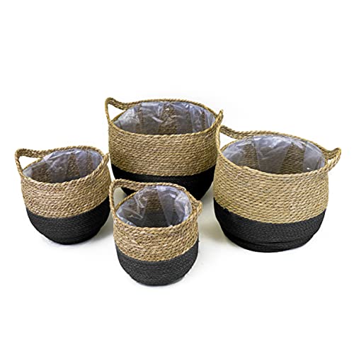 NOOR Living Design Products 38294 Korb-Set 4-TLG, Seegras, Natur, Schwarz, M von NOOR Living Design Products