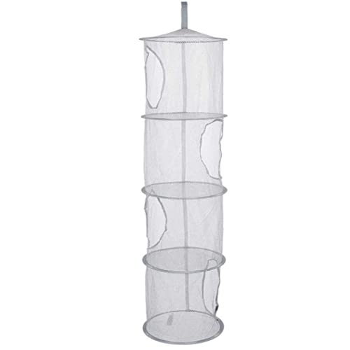 NOPEILVI Hanging Mesh Basket 4 Fächer Kleidung Aufbewahrungsnetz Organizer zusammenklappbarer Mesh Regal Trockner für Spielzeug Kleinweine grau von NOPEILVI