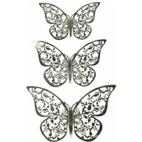 Northix - 12 Stück 3D-Schmetterlinge aus Metall, Wanddekoration – Blattsilber von NORTHIX