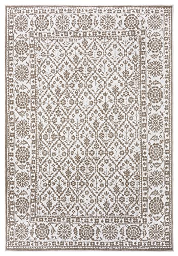 NORTHRUGS In- und Outdoor Teppich Curacao 80x150cm - Wendeteppich Wetterfest Modernes Grafisches Muster für Balkon Terrasse Garten Wintergarten Küche Wohnzimmerteppich Wasserfest in Linen von NORTHRUGS