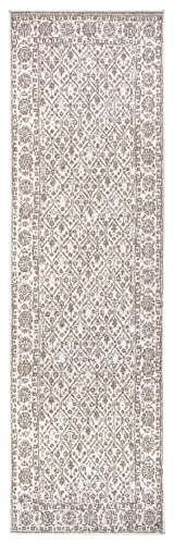 NORTHRUGS In- und Outdoor Teppich Curacao 80x350cm - Wendeteppich Wetterfest Modernes Grafisches Muster für Balkon Terrasse Garten Wintergarten Küche Wohnzimmerteppich Wasserfest in Linen von NORTHRUGS