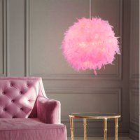 Hängeleuchte Federn Kugelleuchte Federlampe pink Kinderzimmerleuchte hängend, Textil Metall, 1x E27 Fassung, DxH 30x150 cm von NOWA