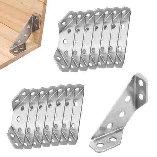 20 Stück Möbel Eckverbinder mit 80 Stück Schrauben, 6,5x2,2cm Universal Eckverbinder Möbel Edelstahl Möbeldreieck Stützstreben für Holzschränke Regale Tische Stühle von NQEUEPN