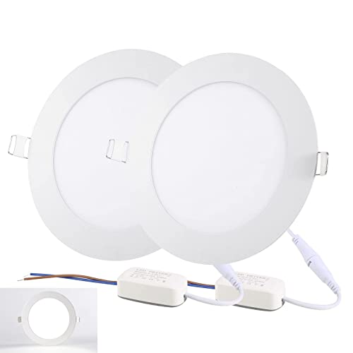 NRGDILY LED Einbaustrahler Flach 230V 12W Deckenspots 1080lm Kaltweiß 6500K Rund Weiß Led Spots Deckenleuchte für Schlafzimmer Wohnzimmer, 2er Set von NRGDILY