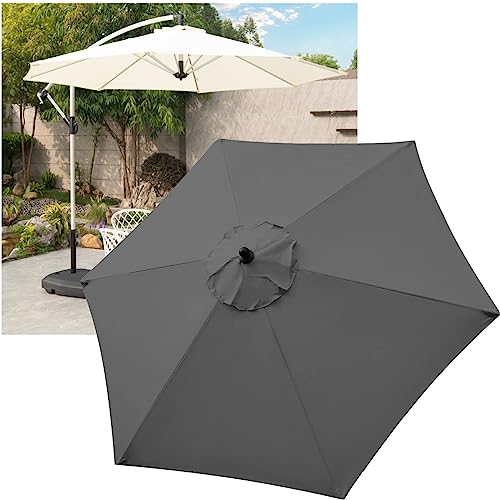 NRQCJM Ersatz Sonnenschirmbezug Sonnenschirm Bespannung 3m 6/8Streben, UV-Schutz Ampelschirm Bezug Schirmbezug Für Balkon, Garten, Pool Und Strand (Color : Dark Gray, Size : 3m/6 Ribs) von NRQCJM