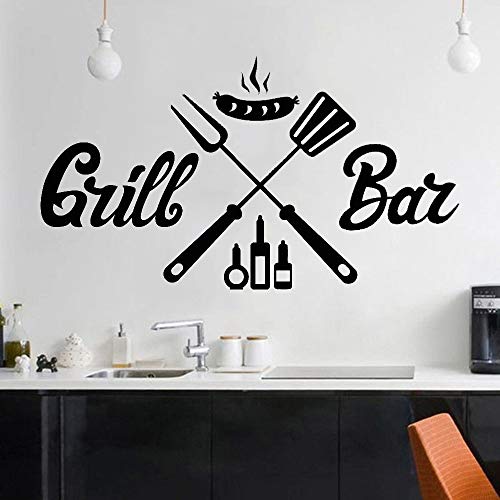 NSRJDSYT Grill Bar BBQ Wandaufkleber Für Esszimmer Grill Wurst Dekor Innen Vinyl Wandtattoo Nordic Home Dekoration Kunst 42x73cm von NSRJDSYT