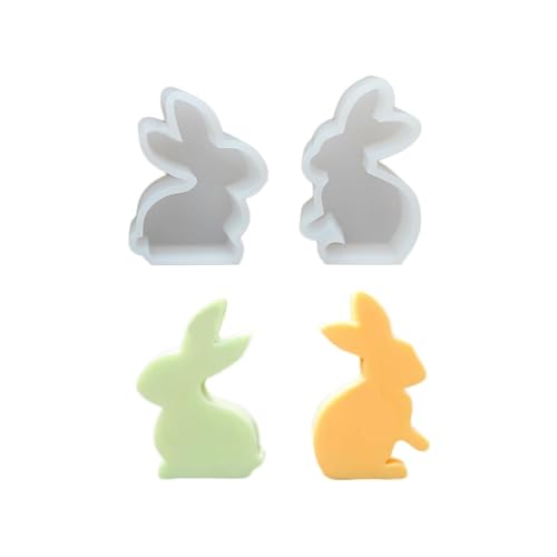 2 Stück Ostern Kaninchen Silikonformen, 3D Osterhase Gießformen DIY Handwerk Backform, Ostern Hasenform Kerzenhalter Epoxidharz Formen für Kuchen, Schokolade, Seife, Ostern Deko (Stil B) von NSXIN