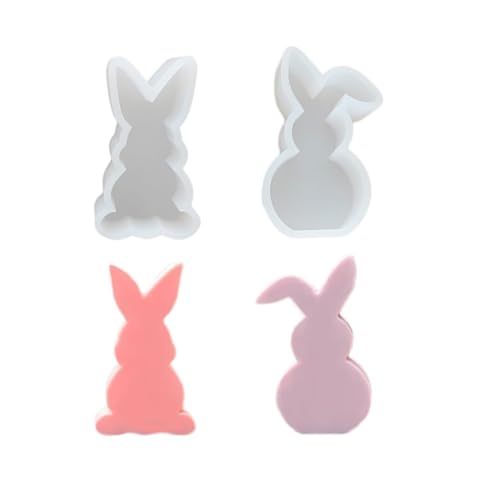 2 Stück Ostern Kaninchen Silikonformen, 3D Osterhase Gießformen DIY Handwerk Backform, Ostern Hasenform Kerzenhalter Epoxidharz Formen für Kuchen, Schokolade, Seife, Ostern Deko (Stil C) von NSXIN