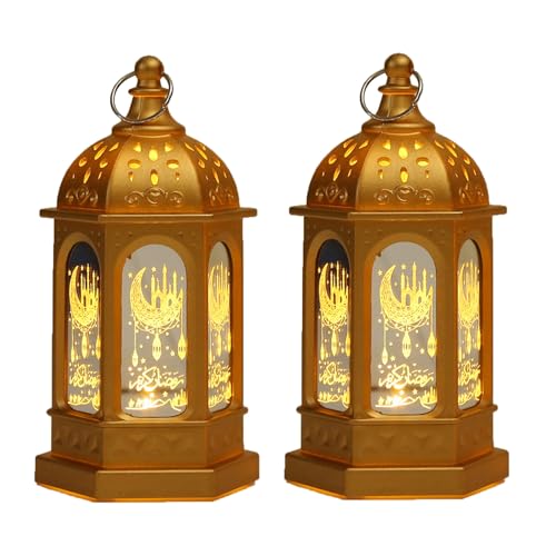 Ramadan Deko Lampe, Eid Mubarak Laterne Hängend Mond Stern Dekoration, Ramadan Dekoration Laterne, Vintage Ramadan Deko Licht für Muslimische Festival Dekorative (2Stk/StilC) von NSXIN