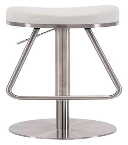 NTTNL Barhocker Drehbarer Barhocker aus PU-Leder, ergonomischer Barhocker, stilvoller, gepolsterter Lounge-Sitz aus Edelstahl mit Fußstütze Style (Color : White-) von NTTNL