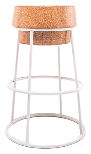 NTTNL Barhocker Schmiedeeiserner Bar-Frontschreibtischstuhl, moderner minimalistischer Barhocker, amerikanischer Barhocker, hoher Hocker mit Fußpedalen Style (Color : White-, Size : 65CM) von NTTNL