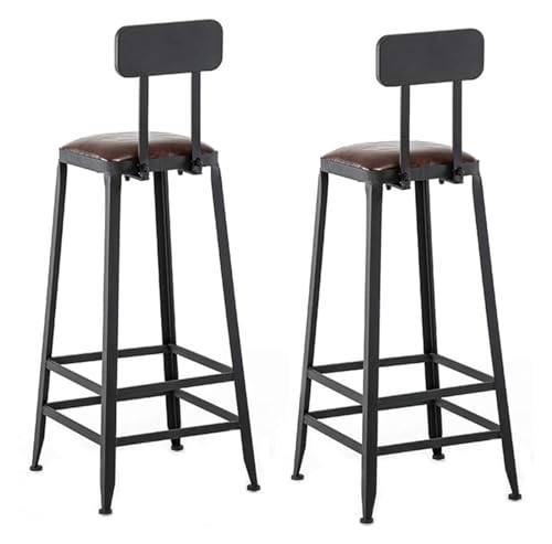 NTTNL Barhocker Stuhl-Barhocker, 2er-Set, Kunstleder-Frühstücksbarstühle mit mattierter Fußstütze und Metallbeinen, hohe Barhocker for die Küchentheke Style von NTTNL